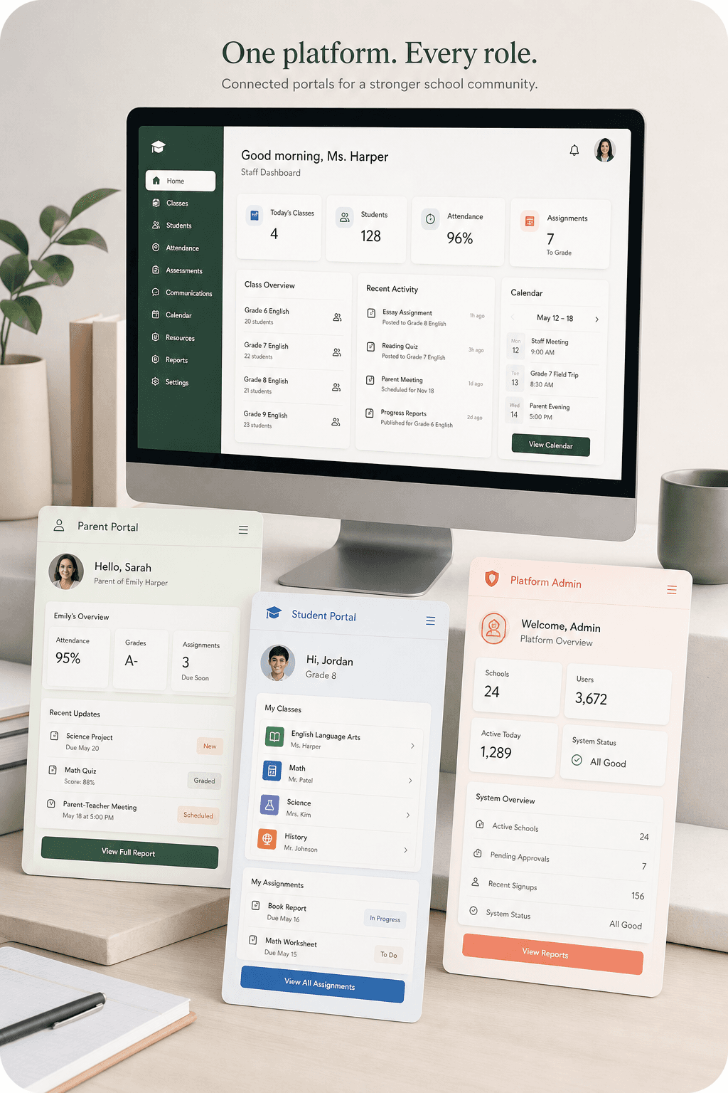 SchoolPilot role-based portal architecture preview